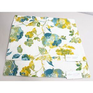 Threshold Placemats (Lot Of 2) Floral  Cream,Blue,Yellow 100% Cotton NWT